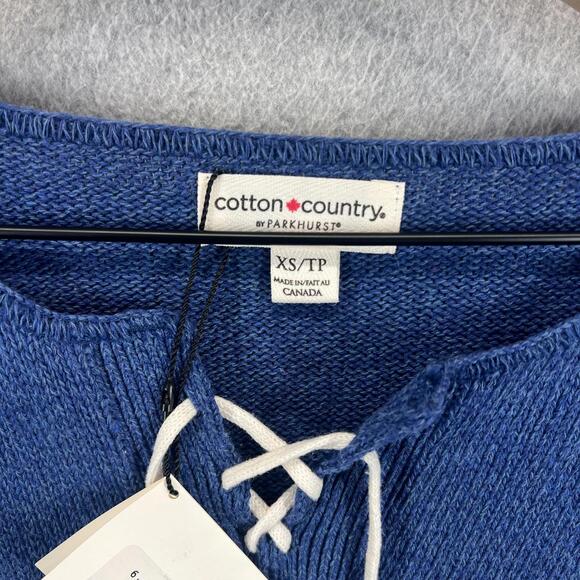 Parkhurst Cotton Country Canada Sweater Womens XS Maple Leaf Pullover Lace-Up - Picture 2 of 9